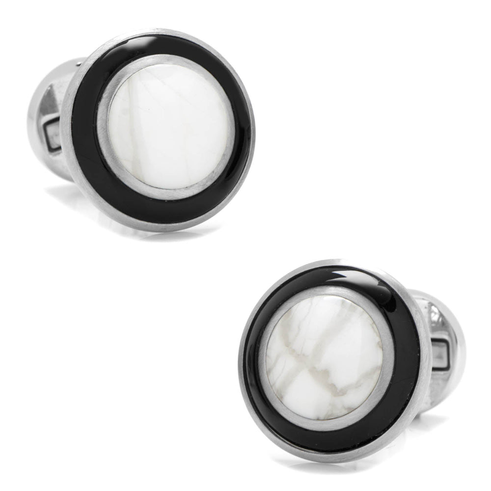 Jade with Onyx Ring Stainless Steel Cufflinks - Cufflinks.com - Flyclothing LLC