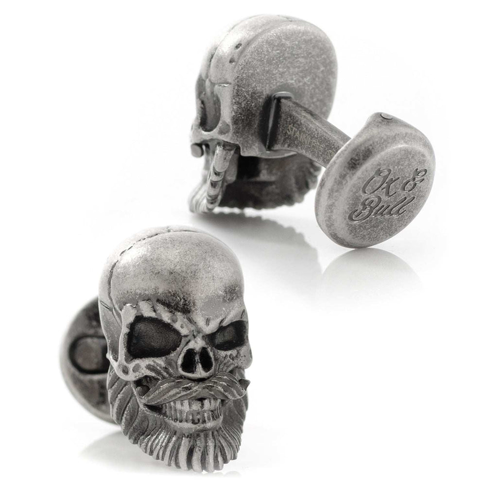 Stainless Steel Mustache Skull Cufflinks - Cufflinks.com - Flyclothing LLC