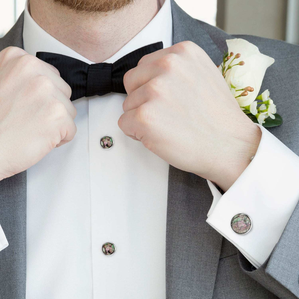 Mosaic Smoke Mother of Pearl 5-Stud Set - Cufflinks.com - Flyclothing LLC