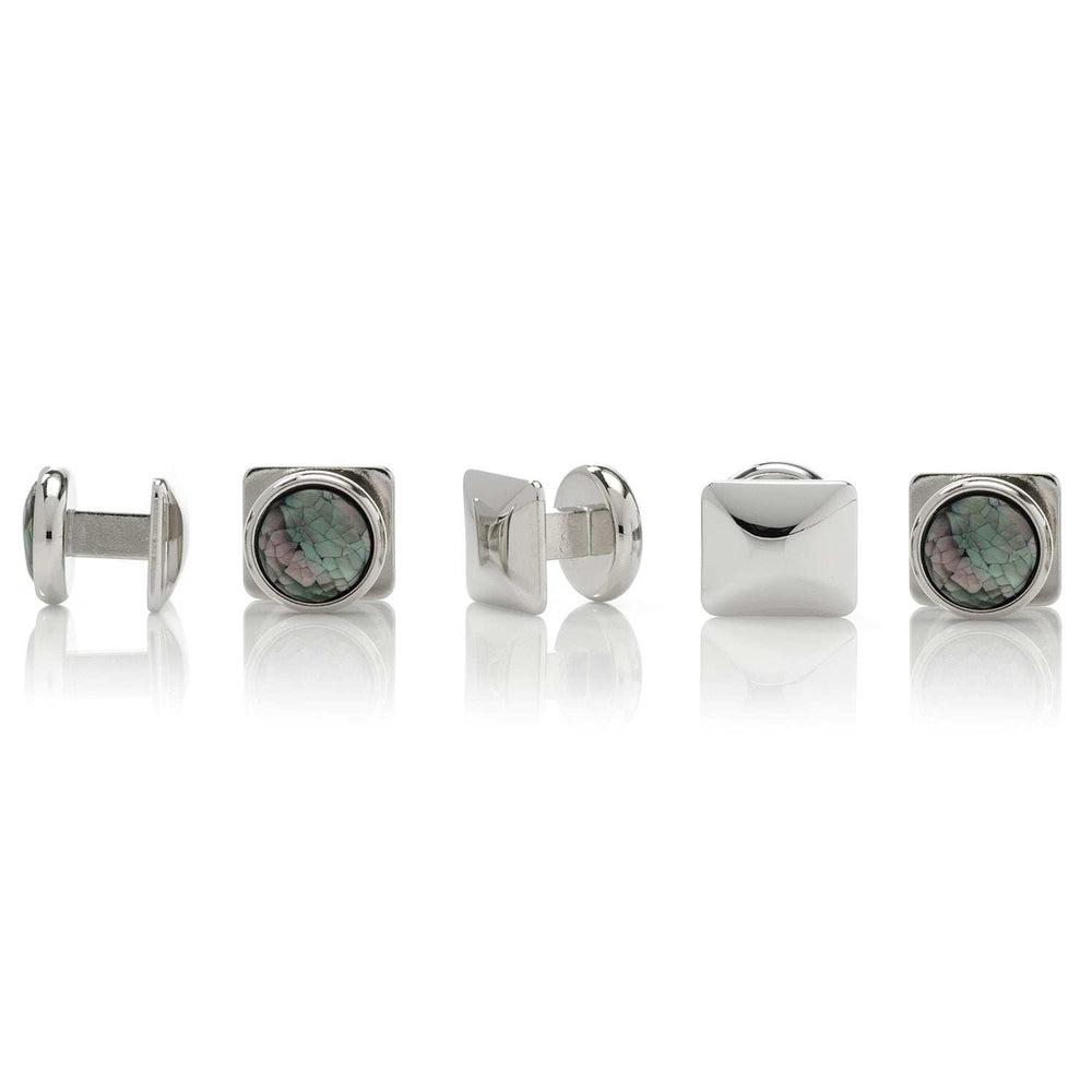 Mosaic Smoke Mother of Pearl 5-Stud Set - Cufflinks.com - Flyclothing LLC