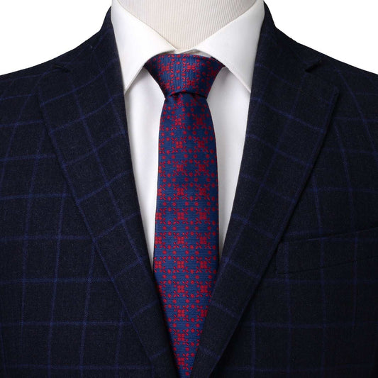 Navy/Red Patterned Men's Tie - Cufflinks.com - Flyclothing LLC