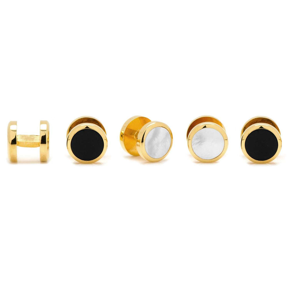 Mixed Gold White Pave Crystal 5-Stud Set - Cufflinks.com - Flyclothing LLC