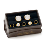Mixed Gold White Pave Crystal 5-Stud Set - Cufflinks.com - Flyclothing LLC