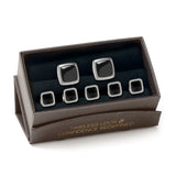 Onyx Cushion Stainless Steel 5-Stud Set - Cufflinks.com - Flyclothing LLC