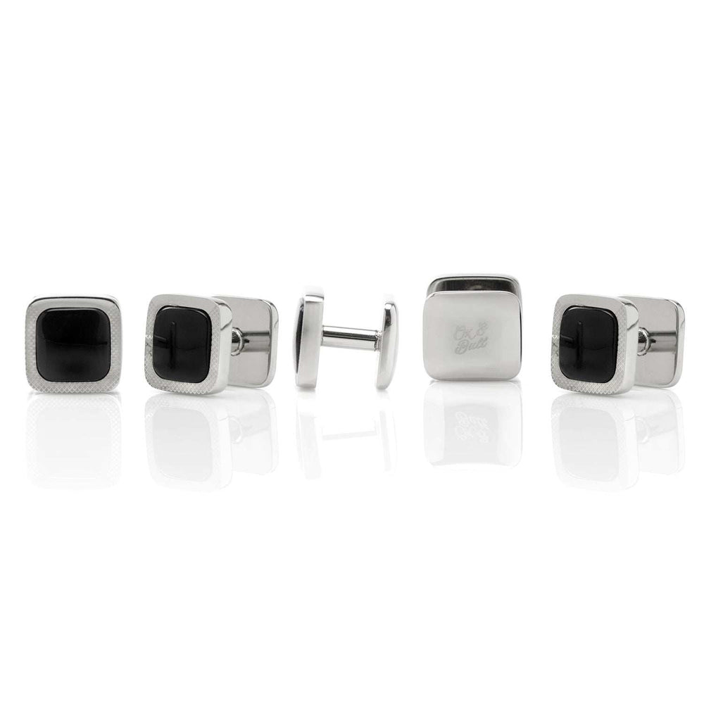 Onyx Cushion Stainless Steel 5-Studs - Cufflinks.com - Flyclothing LLC