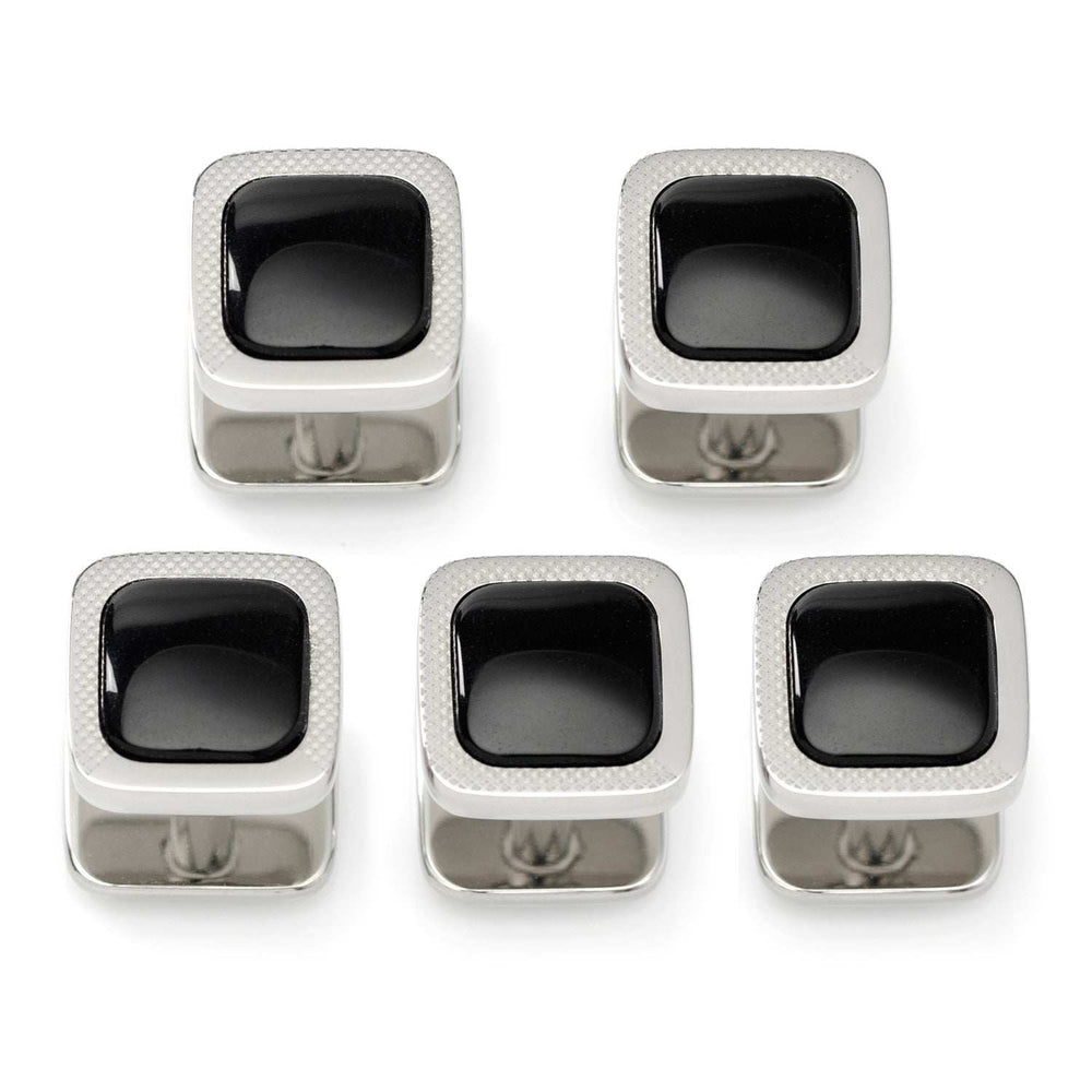 Onyx Cushion Stainless Steel 5-Studs - Cufflinks.com - Flyclothing LLC