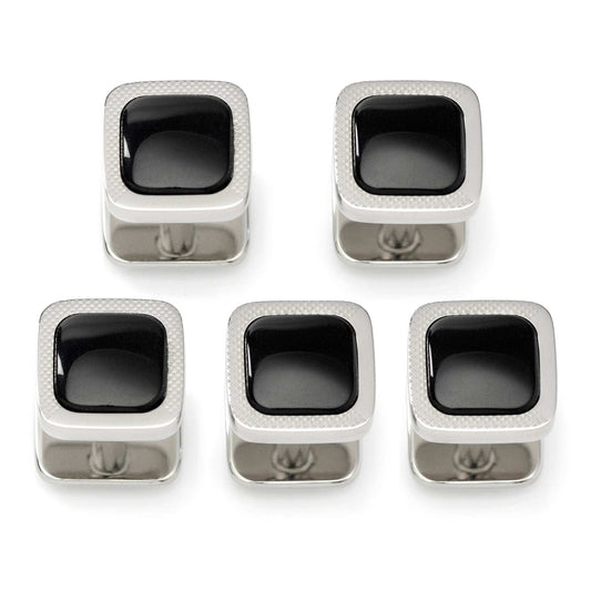 Onyx Cushion Stainless Steel 5-Studs - Cufflinks.com - Flyclothing LLC