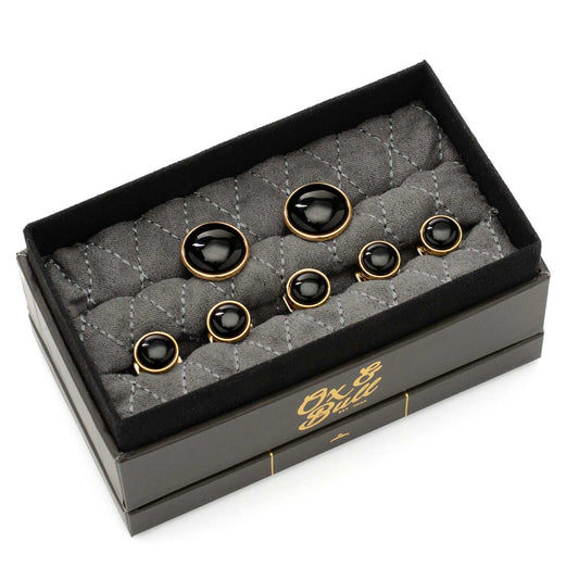 Gold and Onyx 5-Stud Set - Cufflinks.com - Flyclothing LLC