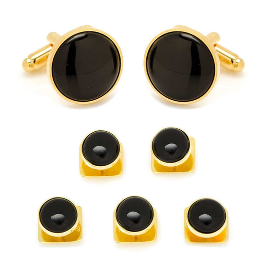 Gold and Onyx 5-Stud Set - Cufflinks.com - Flyclothing LLC
