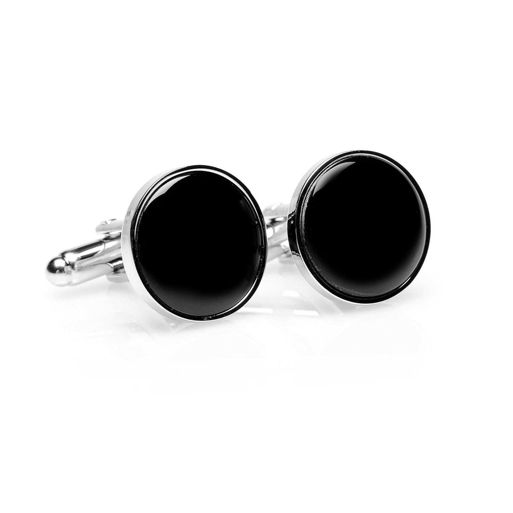 Silver and Onyx Cufflinks - Cufflinks.com - Flyclothing LLC