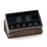 Silver and Onyx 5-Stud Set - Cufflinks.com - Flyclothing LLC