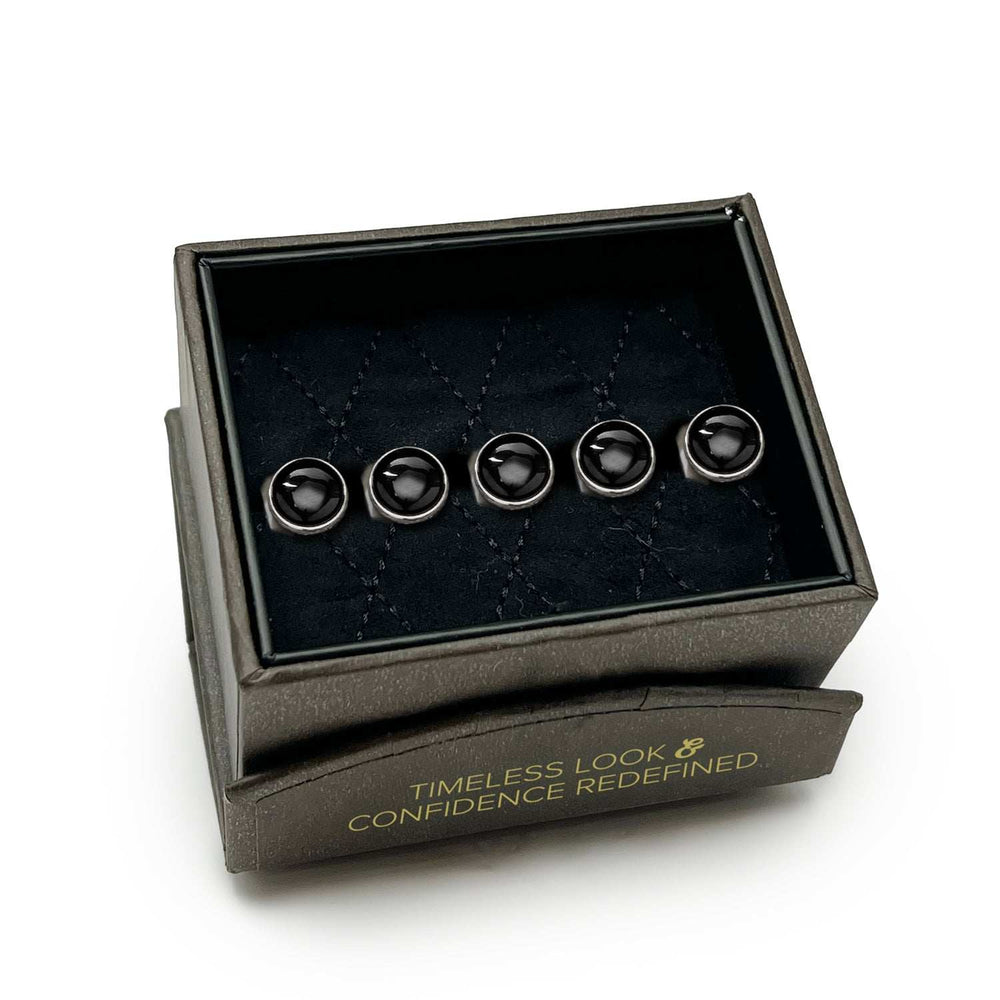 Silver and Onyx 5-Studs - Cufflinks.com - Flyclothing LLC