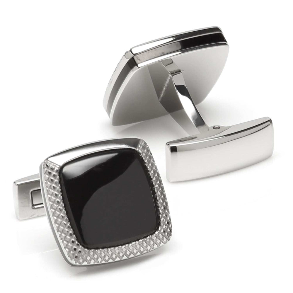 Onyx Cushion Stainless Steel Cufflinks - Cufflinks.com - Flyclothing LLC