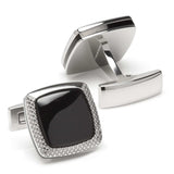 Onyx Cushion Stainless Steel Cufflinks - Cufflinks.com - Flyclothing LLC