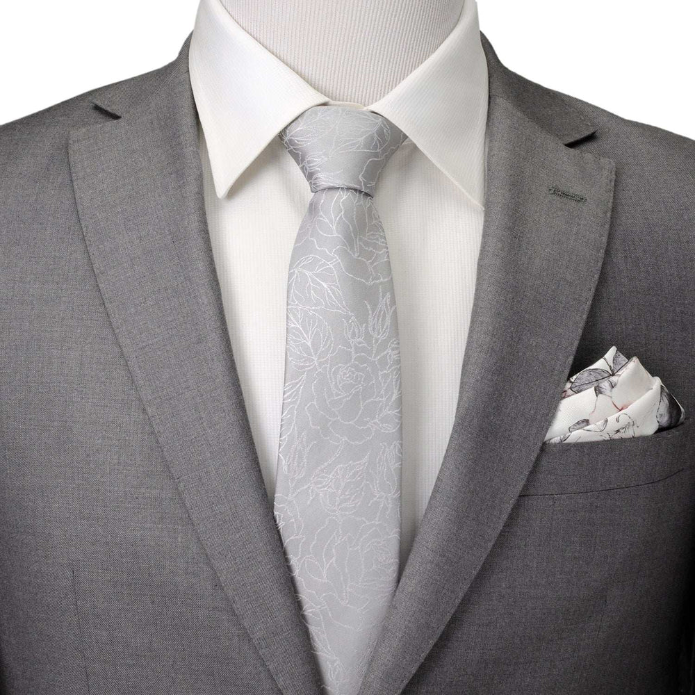 Floral Gray Men's Tie - Cufflinks.com - Flyclothing LLC