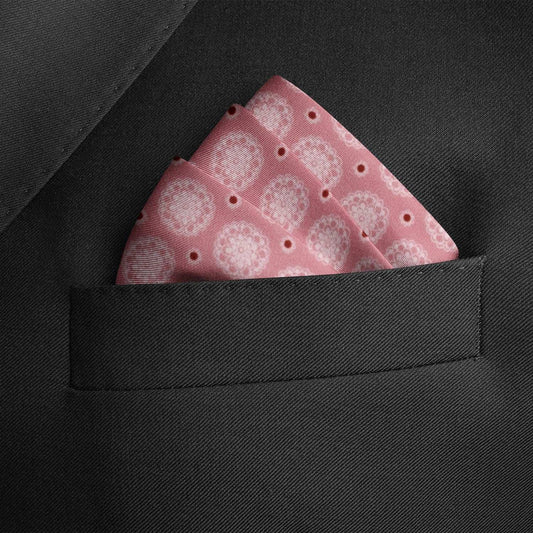 Dusty Blush Floral Motif Pocket Square - Cufflinks.com - Flyclothing LLC