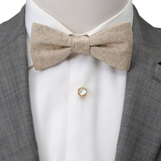 Tan Paisley Men's Bow Tie - Cufflinks.com - Flyclothing LLC