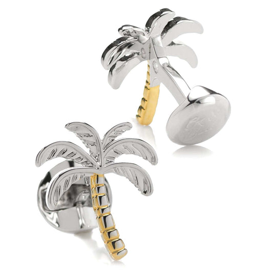 Palm Tree Silver Gold Cufflinks - Cufflinks.com - Flyclothing LLC