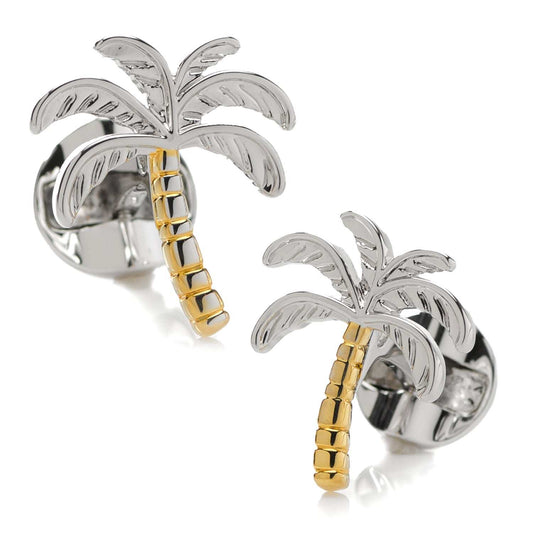 Palm Tree Silver Gold Cufflinks - Cufflinks.com - Flyclothing LLC