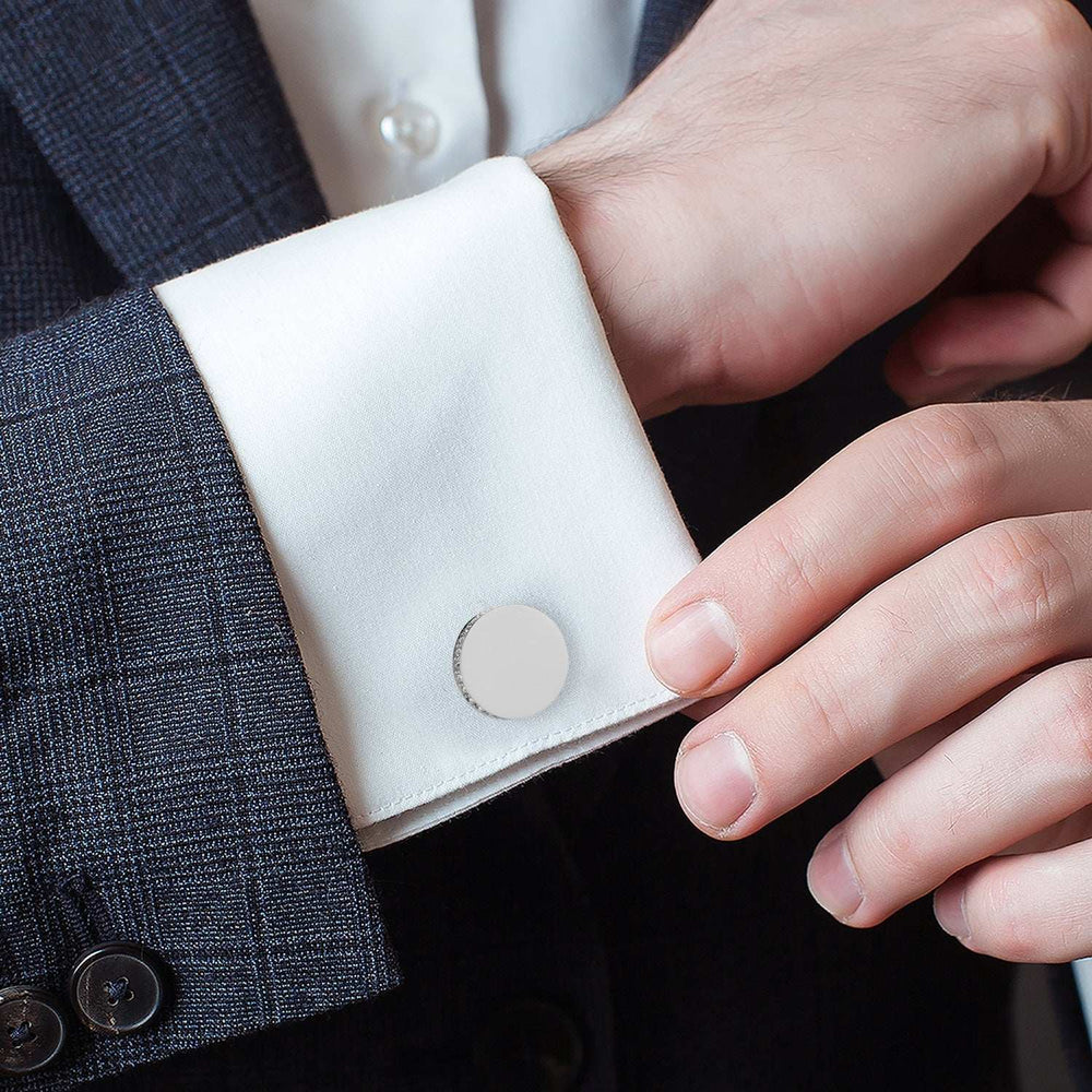 Stainless Steel Engravable Pave Edge Cufflinks - Cufflinks.com - Flyclothing LLC