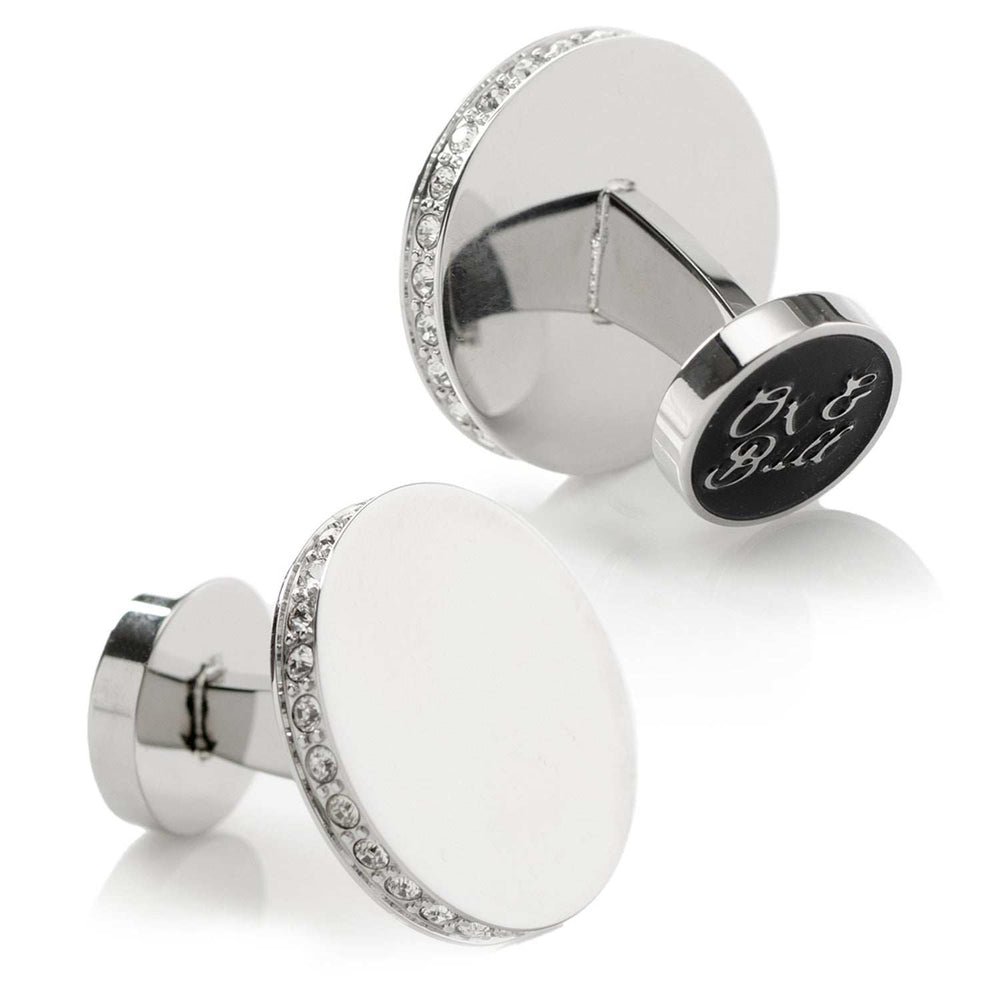 Stainless Steel Engravable Pave Edge Cufflinks - Cufflinks.com - Flyclothing LLC
