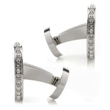 Stainless Steel Engravable Pave Edge Cufflinks - Cufflinks.com - Flyclothing LLC