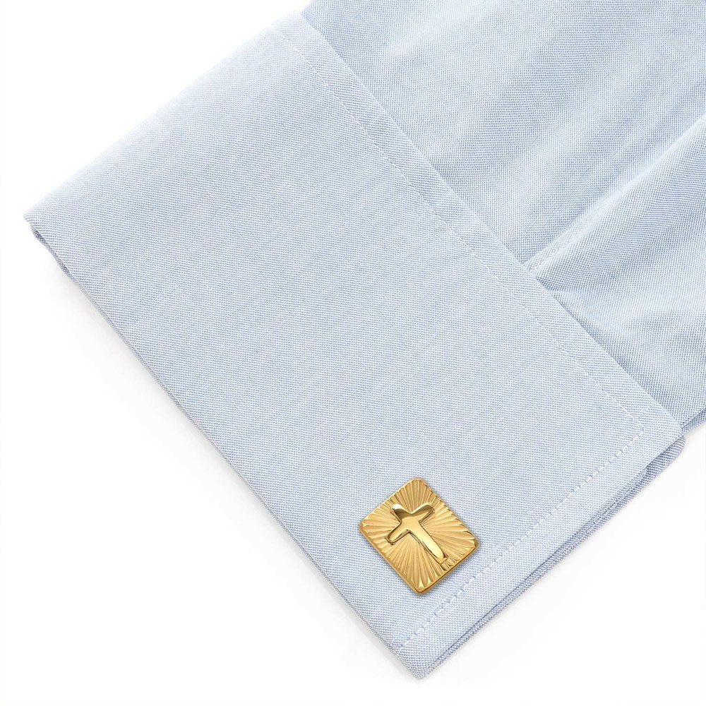 Radiant Cross Gold Sterling Silver Cufflinks - Cufflinks.com - Flyclothing LLC
