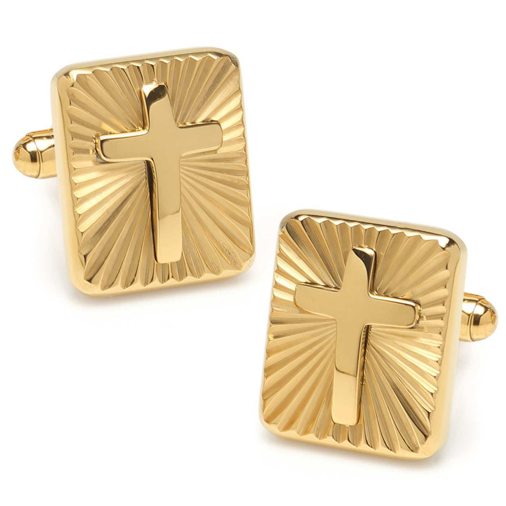 Radiant Cross Gold Sterling Silver Cufflinks - Cufflinks.com - Flyclothing LLC