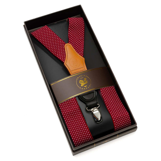 Maroon Dot Convertible Suspenders - Cufflinks.com - Flyclothing LLC