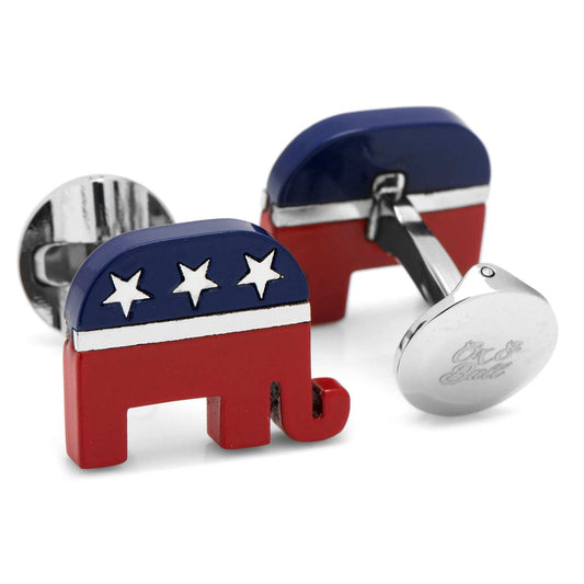 Stainless Steel Republican Elephant Cufflinks - Cufflinks.com - Flyclothing LLC