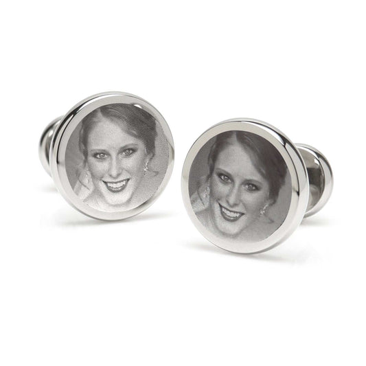 Custom Engraved Round Photo Cufflinks - Cufflinks.com - Flyclothing LLC