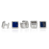 Sterling Silver and Lapis JFK Presidential 5-Stud Set - Cufflinks.com - Flyclothing LLC