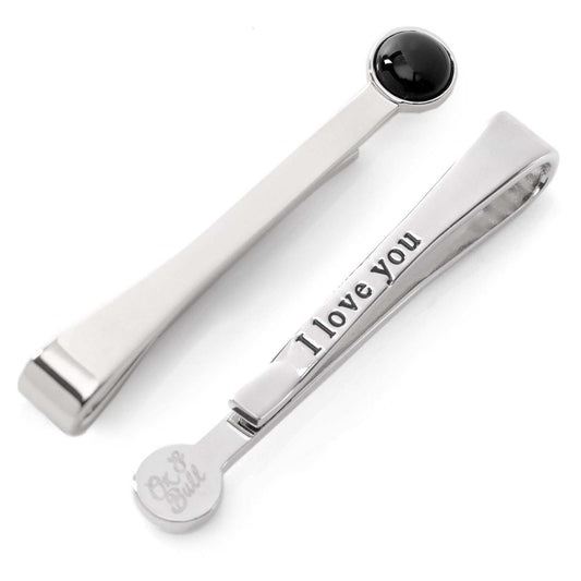 Silver and Onyx Tie Bar - Cufflinks.com - Flyclothing LLC