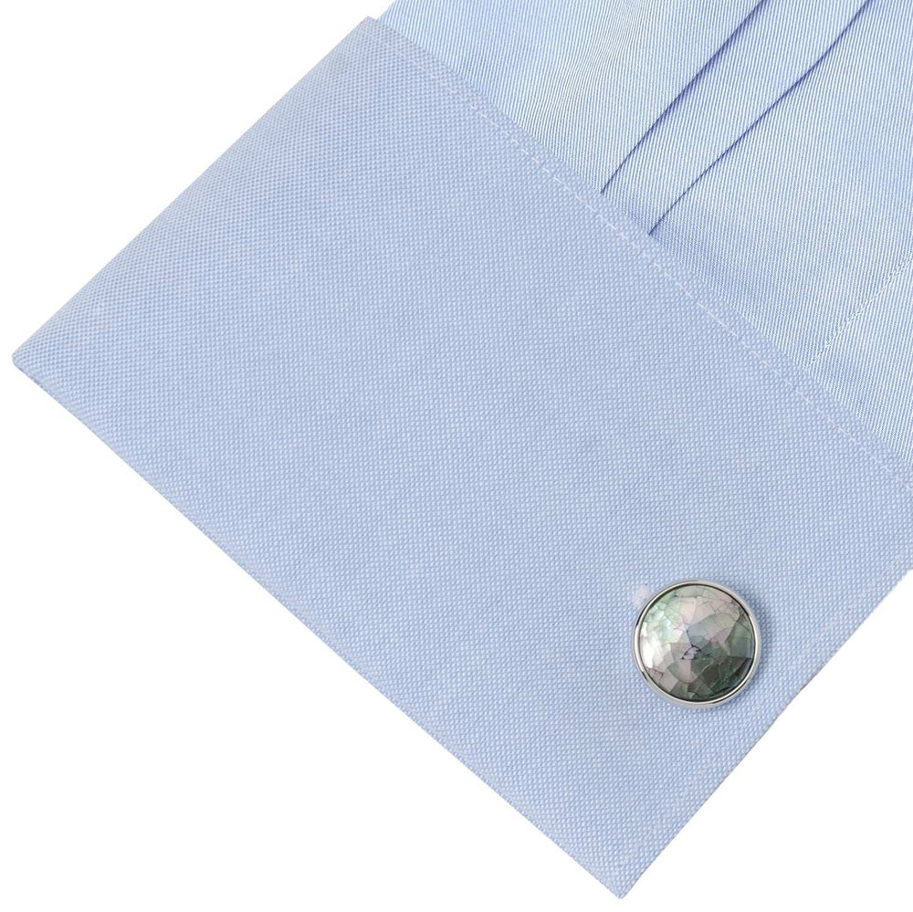 Sterling Mosaic Smoke Mother of Pearl Cufflinks - Cufflinks.com - Flyclothing LLC