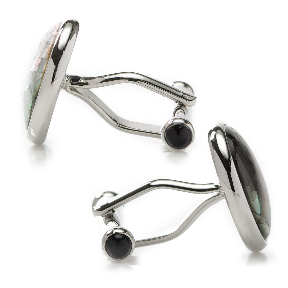 Sterling Mosaic Smoke Mother of Pearl Cufflinks - Cufflinks.com - Flyclothing LLC
