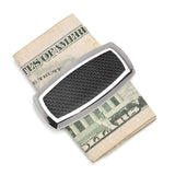 Stainless Steel Inlaid Black Carbon Fiber Money Clip - Cufflinks.com - Flyclothing LLC