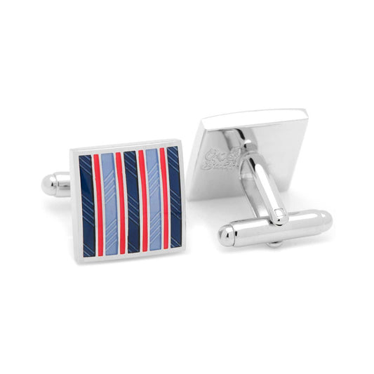 Red and Navy Striped Square Cufflinks - Cufflinks.com - Flyclothing LLC