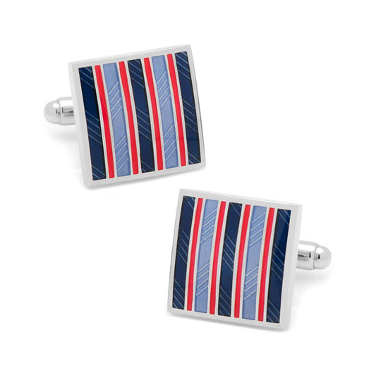 Red and Navy Striped Square Cufflinks - Cufflinks.com - Flyclothing LLC