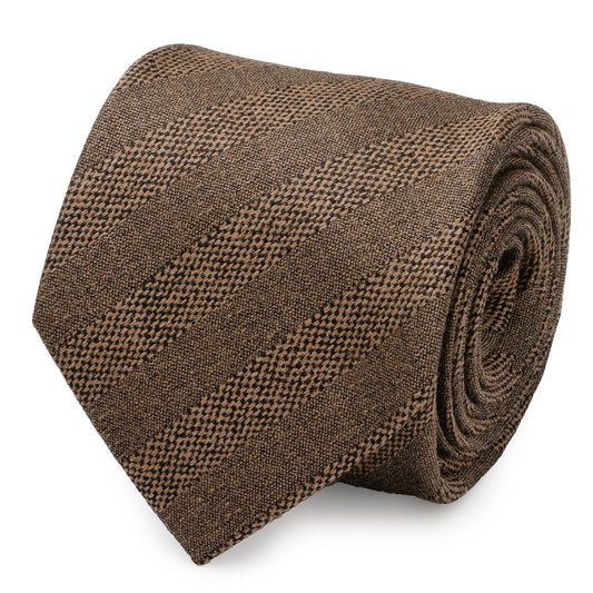 Tan Tweed Striped Linen Men's Tie