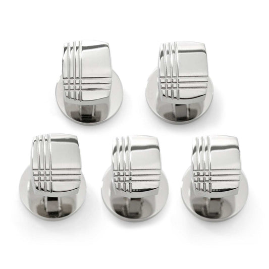 Sterling Silver Tartan Plaid 5-Studs - Cufflinks.com - Flyclothing LLC