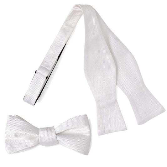 White Silk Self Bow Tie - Cufflinks.com - Flyclothing LLC