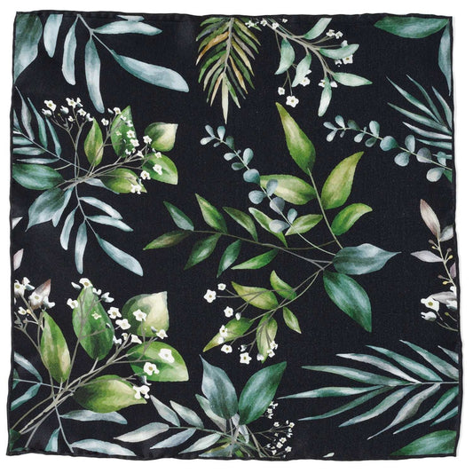 Leaf Watercolor Black Pocket Square - Cufflinks.com - Flyclothing LLC