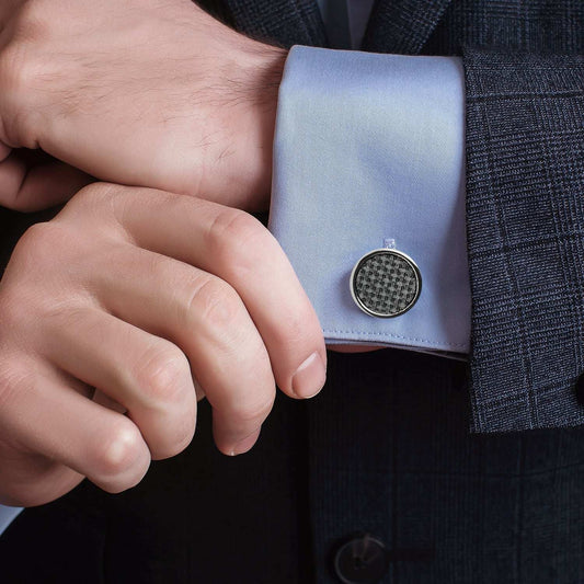Woven Metal Black Cufflinks - Cufflinks.com - Flyclothing LLC