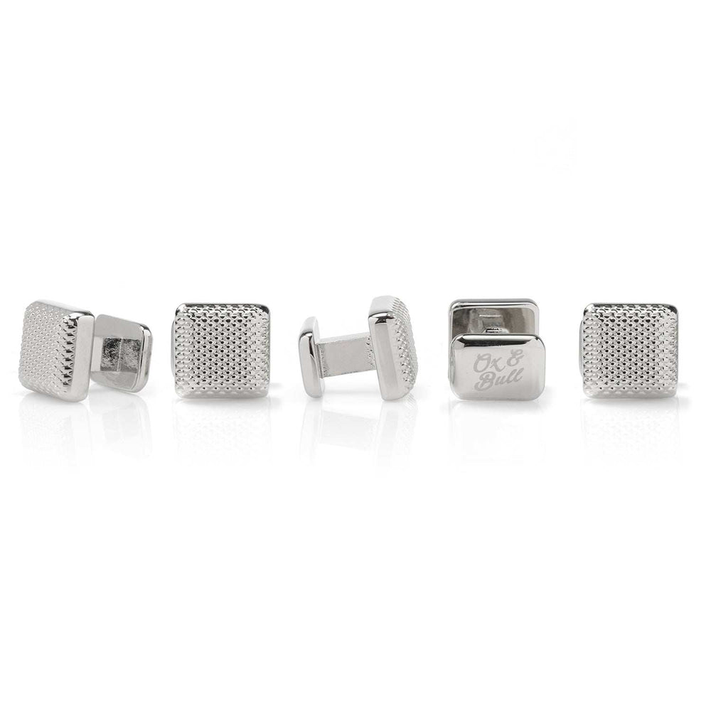Silver Textured Square Studs - Cufflinks.com - Flyclothing LLC