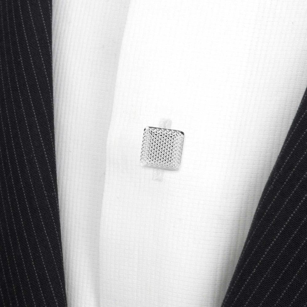 Silver Textured Square Studs - Cufflinks.com - Flyclothing LLC