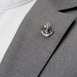 Anchor Sterling Silver 3D Lapel Pin