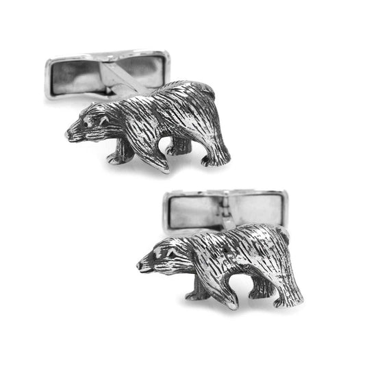 Sterling Silver Bear Cufflinks - Cufflinks.com - Flyclothing LLC