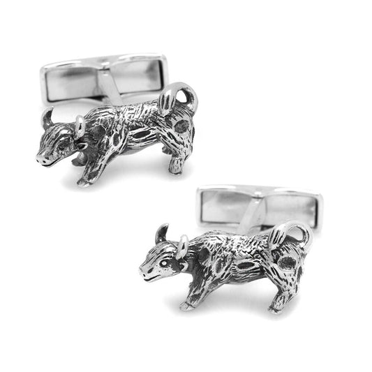 Sterling Silver Bull Cufflinks - Cufflinks.com - Flyclothing LLC