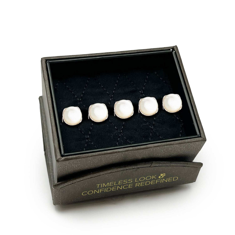 Sterling Silver Classic Formal Mother of Pearl 5-Studs - Cufflinks.com - Flyclothing LLC