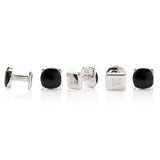 Sterling Silver Classic Formal Onyx 5-Stud Set - Cufflinks.com - Flyclothing LLC